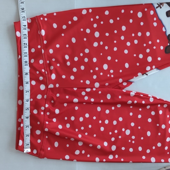 Christmas Polka Dot Reindeer Holiday Legging Pants XL Red White - Picture 9 of 12